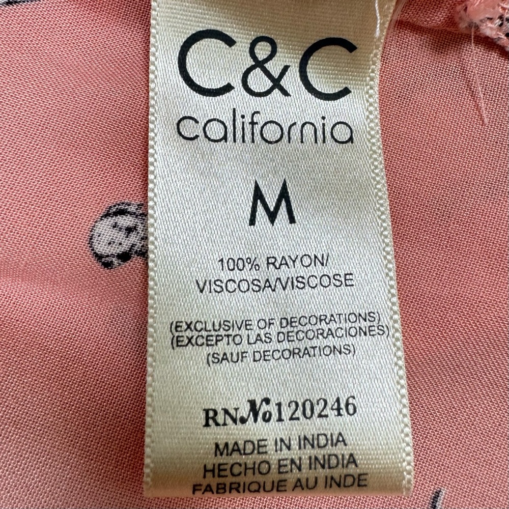 C&C California Dalmatians Dog Print Button Down Roll Tab Shirt - Picture 7 of 8